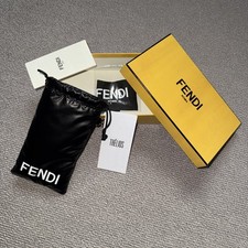 NUOVA scatola occhiali da sole Fendi Roma nera custodia morbida marsupio panno autentico