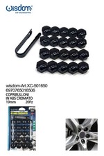 x Copribulloni 19mm Nero Cromato 20 Pezzi ABS Auto Cerchi Ruote - xc-501650 wis