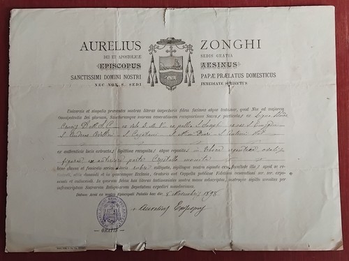 Certificato reliquia ligno - ex,