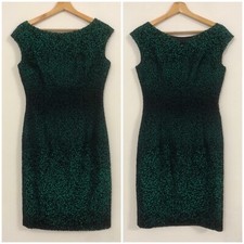 ESCADA Vestito abito tubino verde fantasia nera puntini in velluto Tg EUR 34