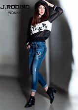 PANTALONE JEANS DONNA CAVALLO BASSO CON BOTTONI A VISTA