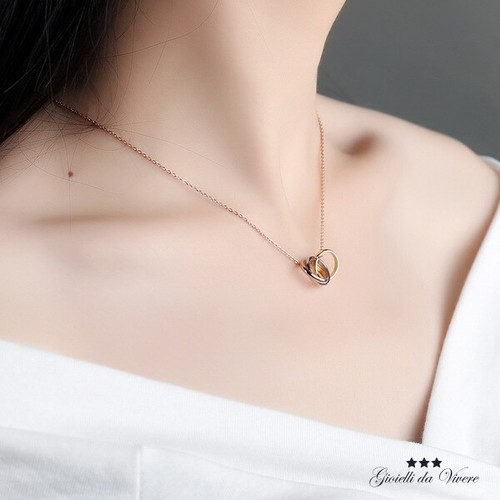Collana tre anelli oro - anelli, rosa