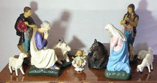 Presepe vintage in gesso- Statue grandi, arte religiosa presepiale, anni '70