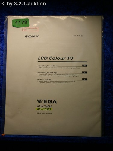 Sony manuale istruzioni klv - manuale,