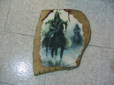 Decoupage Indiani su Legno Lavorato cm 43 x 36 Spessore legno 3 cm da appendere 