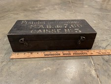 Scatola/cassa in legno vintage francese militare MAB pistola fabbrica