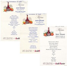 MENU de la SAIT-VINCENT - 1  les Sancerrois de Paris  pubblicitari Grand Marnier