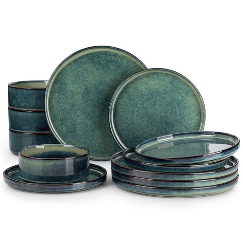 Set piatti verde - gres, servizio