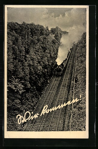 Cartolina arrivo la ferrovia - la,
