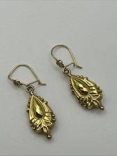 Orecchini a goccia antichi vittoriani in oro 9 ct decorati stile etrusco. 1,12 g (wl23.13)