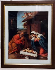 Stampa di Natività-Lorenzo Lotto-RIPRODUZIONE in cornice CON VETRO 33X27 CM