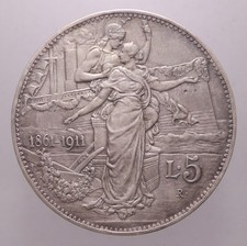 5 LIRE 1911 CINQUANTENARIO BB+