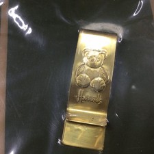 Fermasoldi vintage Harrods in ottone, Harrods Bear, mai aperto in confezione con card