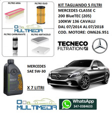 TAGLIANDO 5 FILTRI OLIO ORIGINALE 5W30 MERCEDES CLASSE C 200 (205) 100KW 136 CV