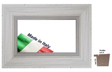 Cornice Shabby a cassetta con rigo grigio in legno x stampe,dipinti - Sp.Fr.cm 4