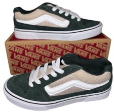 Vans Caldrone scarpe da ginnastica stringate skate pelle scamosciata rete foresta scura UK 7 EUR 40,5 nuove