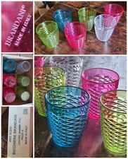 Set 6 BICCHIERI?BRANDANI plastica MULTICOLORI modello DIAMANTE ? made in ITALY