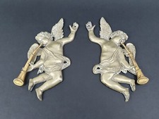 Antica coppia bassorilievi putti - cherubini - angeli  bronzo secolo XVIII. 