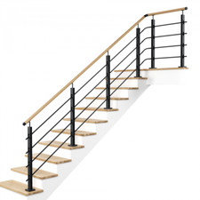 Loft Legno Acciaio Ringhiere FORMA-L Nero Set Completo Quercia Industrial Scala