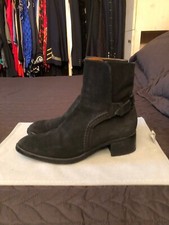 TOD'S LUSSO STIVALETTI CINTURINO BLACK PELLE SUEDE ORIGINAL 8,5 US 39 EUR 5,5 UK