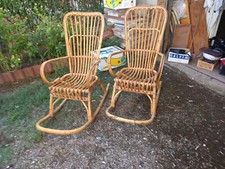 Coppia Poltrone Midollino  Bambù Vimini Vintage