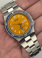 Orologio subacqueo uomo Seiko 1979 vintage con quadrante arancione e lunetta Pepsi - quarzo 7123