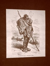 Incisione Gustave Dorè del 1874 Costume Pastore Miranda de Ebro Spagna Davillier