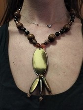 Collana Bigiotteria Gioiello Artigianale Hand Made Materiali Recupero Legno