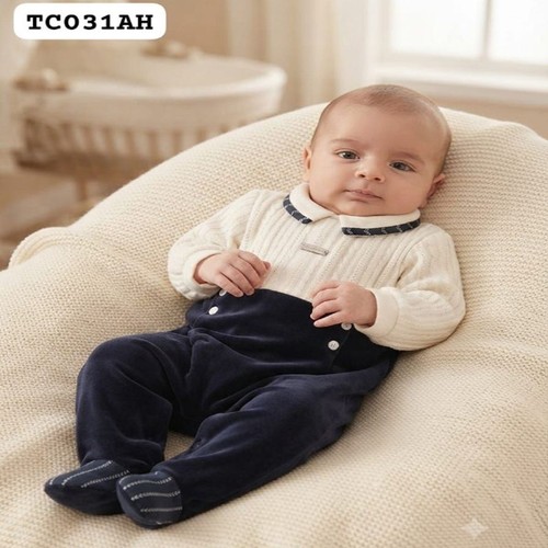Tutina ciniglia neonato - ciniglia, blu