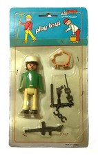 VINTAGE KIBI PLAY-BOYS POLIZIOTTO SOLDATO FIGURA PLAYMOBIL GRECO BOOTLEG NUOVA CARTA