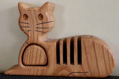 Busta scrivania gatto legno - scrivania,