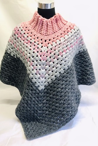 Poncho donna uncinetto rosa - poncho,