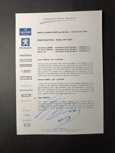 Autografo alain prost imola - prost,