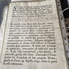 Manoscritto E Stampa 1707 Venezia Rialto Vendita Pubblico Incanto RRR