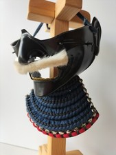 Armatura samurai maschera MENPO giapponese antica EDO kabuto 22 cm x 18 cm 8,...