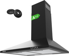 CBCB6201 Cappa Aspirante Cucina 60 Cm Classe A++ - Design Nero, 370 M³/H, 3 Live