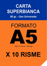 10 Risme di Carta A5 80GR