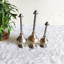 1940s Vintage IN Ottone Profumo Rosa Acqua Spruzzatore Gulabdani Rich Patina 3Pc