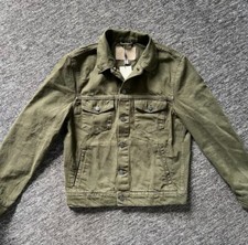 Mango Giacca Uomo Denim Oliva Taglia Media 100%Cotone