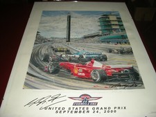 FERRARI F1 LITOGRAFIA DI RANDY OWENS "INDIANAPOLIS 2000 "CON AUTOGRAFI M.SCHUMI