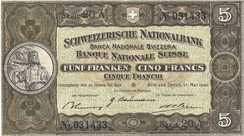 Banconota svizzera franchi - 5,