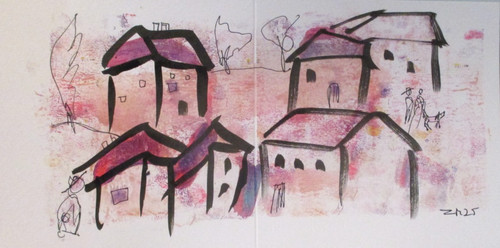 Disegno paesaggio italia - paesaggio,