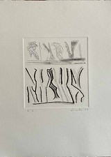 Riccardo Licata incisione acquaforte Composizione 35x25 firmata datata '75