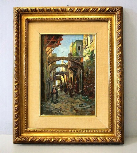 Antico dipinto olio tavola - olio, h