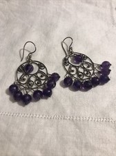 Orecchini Metallo Argentato E Simil Ametista