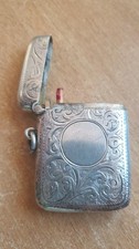 Antico astuccio portafiammiferi Vesta Joseph Gloster del 1906 in argento inciso