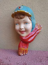 Scultura testa volto bambino in gesso 25 cm anni '50 '60 vintage antica vecchia