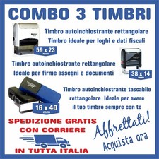 COMBO TIMBRI TIMBRO MACCHINETTA AUTOINCHIOSTRANTE GOMMINA RESINA PERSONALIZZATO