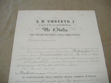 DIPLOMA 1887 DI COMMENDATORE