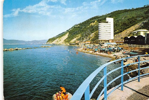 Cartolina chiavari spiaggia - chiavari,